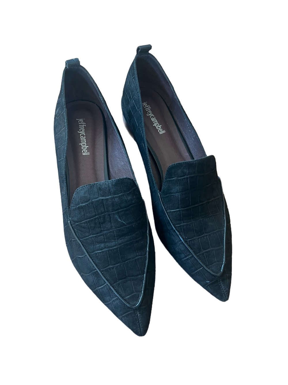 Jeffrey Campbell “Viona” Pointed Croc-Embossed Loafers